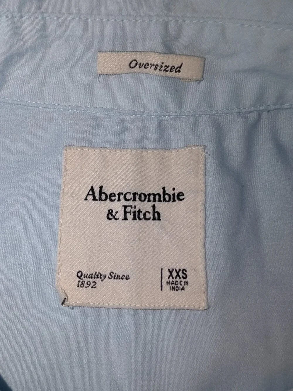 Abercrombie & Fitch | Oversized Poplin Button Down Colorblock Blue & White | XXS